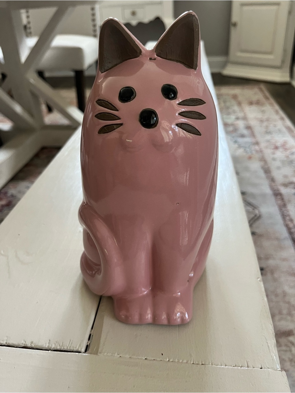 Pink Ceramic Cat Figurine for Pets Home Decor